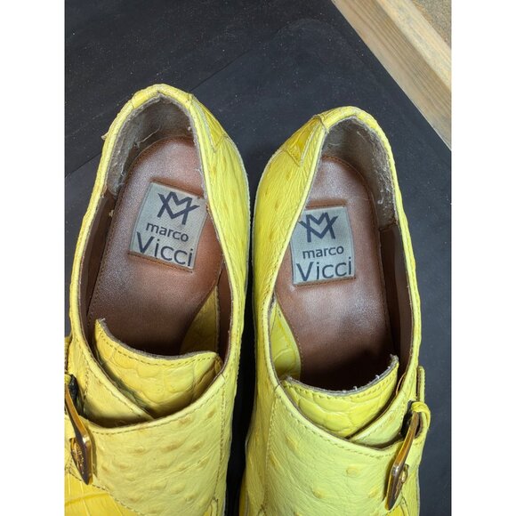 Marco Vicci Yellow Ostrich & Croc Leather Monk Strap Dress Shoes Size 8.5 main image 7